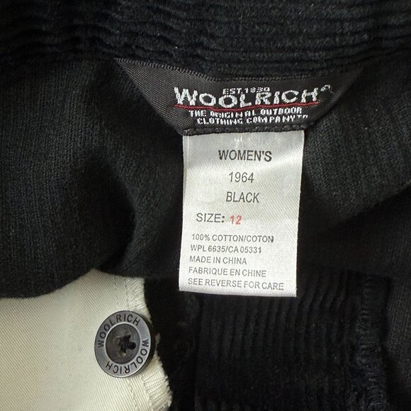 Vtg Woolrich Wide Wale Corduroy Trouser Pants 12 High Rise Bareback Black Cotton - Picture 3 of 11